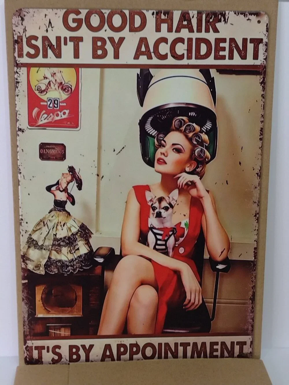 Metal Sign Good Hair is by Appointment Fun Salon Beauty Chihuahua Hairstylist